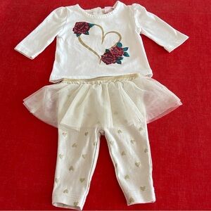 Gold Heart Themed Outfit for Size 3 Mo Little Lass Top + Carter’s Tutu Leggings